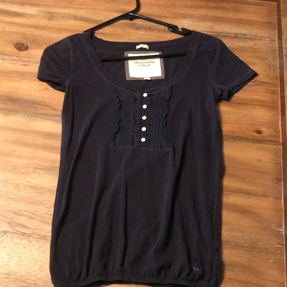 navy blue tight fitted blouse